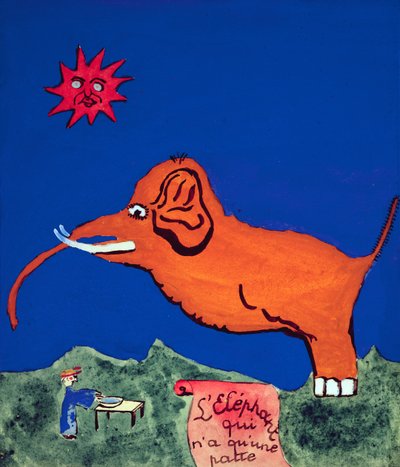El Elefante con Solo Una Pierna, ilustración para la colección manuscrita de poemas 